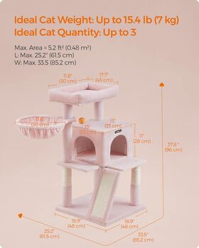 96cm Cat Tree Tower Light Grey With Side Slope, 12 of 12