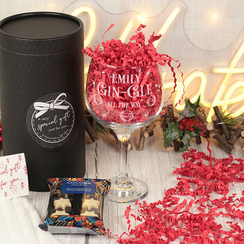 Gin Gle All The Way Christmas Gin Glass Embellished With Diamante Crystals, 3 of 6