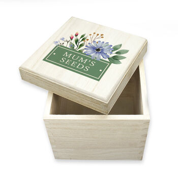 Personalised Gardener's Bright Floral Wooden Seed Box, 3 of 3