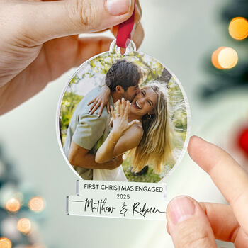 First Christmas Engaged Photo Acrylic Ornament 2025, 4 of 9