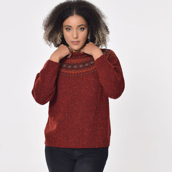T Lab Ayla Ruby Red Fair Isle Lambswool Jumper, 3 of 8