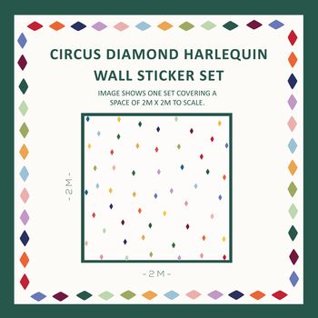 Circus Diamond Harlequin Fabric Wall Stickers, 4 of 8