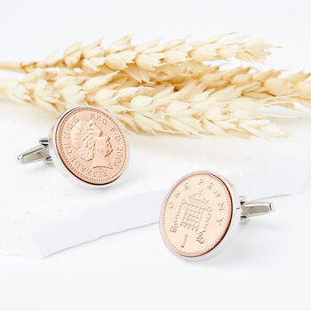 Lucky Penny Coin Cufflinks 1971 To 2008, 2 of 10