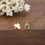 Mismatched Wishbone And Shamrock Leaf Stud Earrings In Sterling Silver, thumbnail 5 of 12