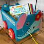Wooden Pull Along Toy Box Storage Book Cart, thumbnail 6 of 12