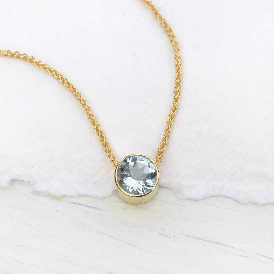 aquamarine necklace in 18ct gold, march birthstone by lilia nash ...
