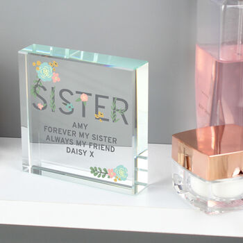 Floral Sister Personalised Crystal Token, 2 of 8