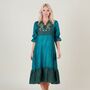 Yasmin Silk Print Embroidered Dress 14, thumbnail 1 of 3