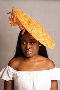 Orange Disc Headpiece With Petals And Feathers, 2 of 2
