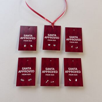 Santa Approved Sterling Silver Earrings Studs Stocking Filler, 2 of 7