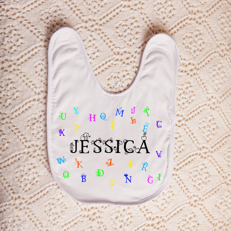 Personalised Babies Bib Alphabet And Name By MyPrint UK