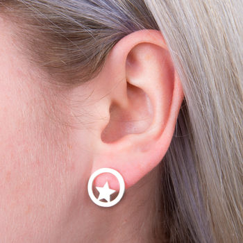 Sterling Silver Initial Star Earrings, 5 of 7