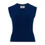 Cable Knit Slipover In Navy Vintage 1940s Style, thumbnail 1 of 2
