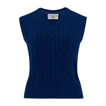 Cable Knit Slipover In Navy Vintage 1940s Style, 2 of 2