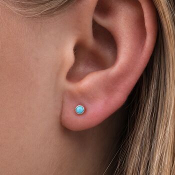 4mm Sterling Silver Turquoise Stud Earrings, 2 of 3