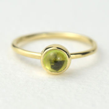 Solid Gold August Birthstone Peridot Stacking Ring, 2 of 5