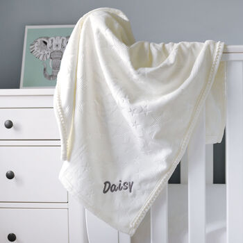 Personalised Embossed Star Ivory Baby Blanket, 4 of 7
