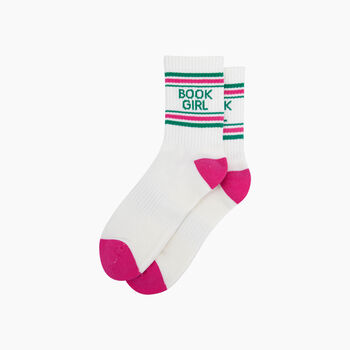 Book Girl Organic Cotton Sports Socks In Cream, 3 of 4