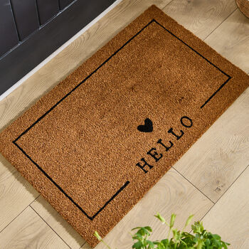 Hello Heart Natural Coir Door Mat, 2 of 4