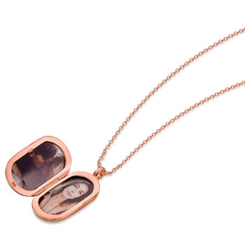 Mens 18 K Rose Gold Plated Oval Tag Locket, 3 of 6
