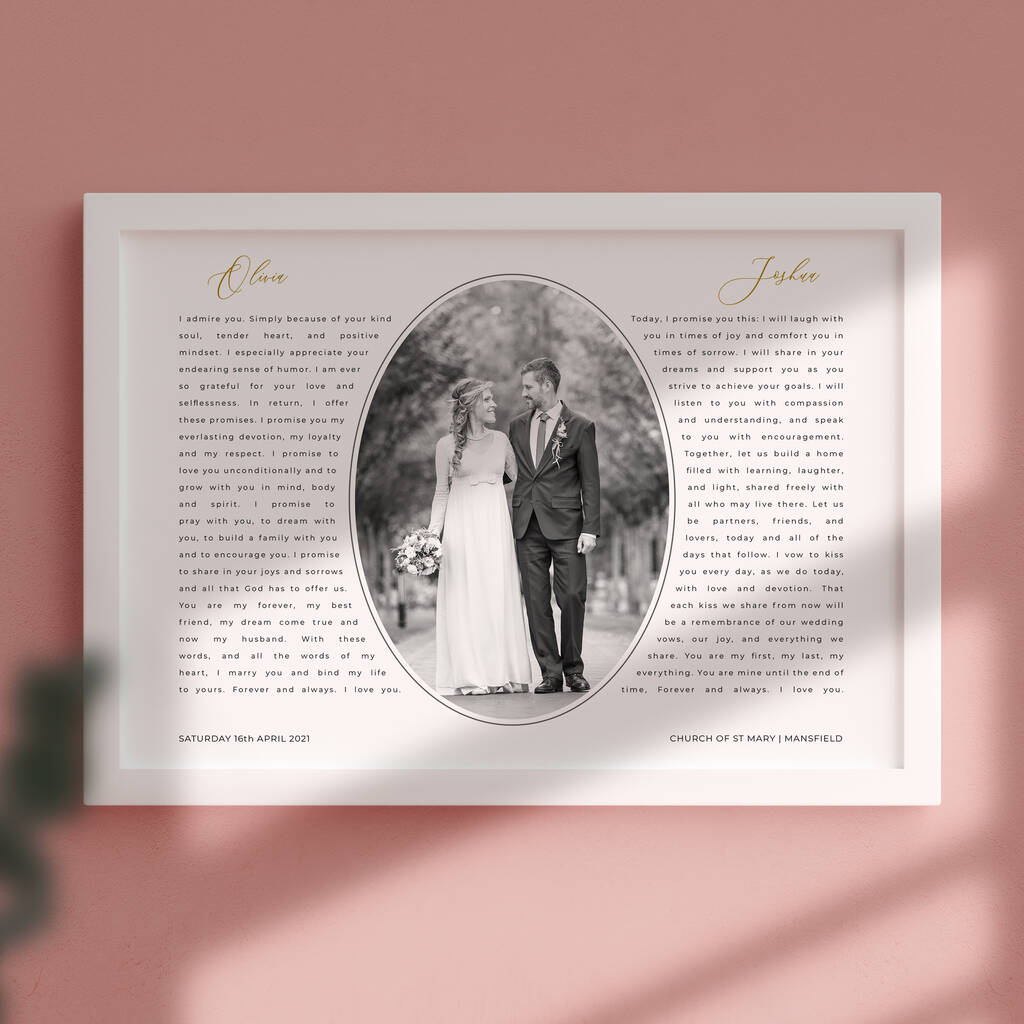 Personalised Wedding Vows Photo Print By Lisa Marie Designs 7112