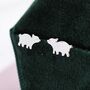 Baby Pig Stud Earrings In Sterling Silver, thumbnail 3 of 11
