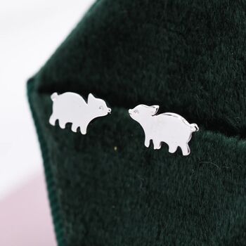 Baby Pig Stud Earrings In Sterling Silver, 3 of 11