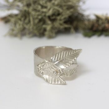 Statement Sterling Silver Leaf Ring, 5 of 5