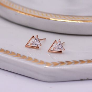 Tiny Double Triangle Arrow Arrowhead Stud Earrings, 4 of 11
