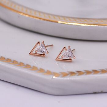 Tiny Double Triangle Arrow Arrowhead Stud Earrings, 4 of 12