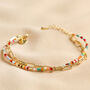 Rainbow Bead And Chain Layered Bracelet In Gold Plating, thumbnail 2 of 3
