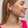 Steel Punk Cuban Link Chain Tassel Dangle Drop Stud Earrings, thumbnail 4 of 7