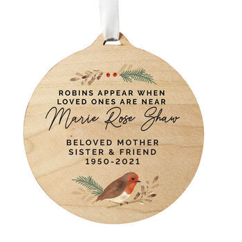 Personalised Robin Memorial Wooden Decoration, 3 of 3