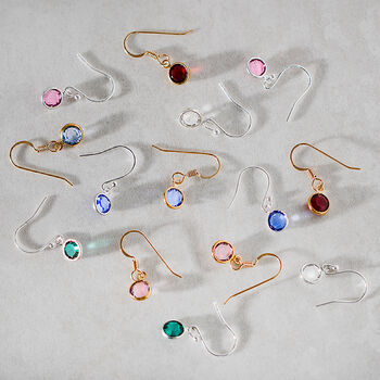 Sterling Silver Birthstone Drop Earrings, 3 of 10