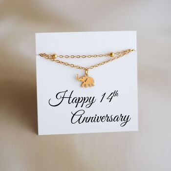 14th Anniversary Gift For Wife, Elephant Bracelet, 10 of 10