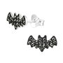 Silver Halloween Earrings, Sparkly Bats, In A Gift Tin, thumbnail 2 of 8
