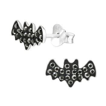 Silver Halloween Earrings, Sparkly Bats, In A Gift Tin, 2 of 8