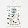 Personalised Keepsake Birth Print Mint Grey Animals, thumbnail 2 of 4