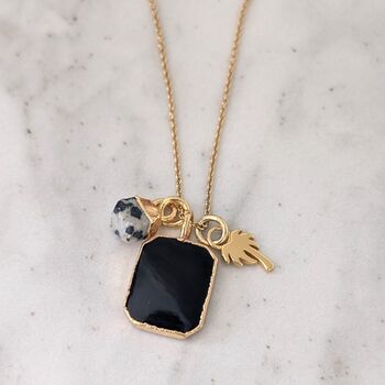 'The Trio' Black Tourmaline Gold Plated Necklace, 4 of 9
