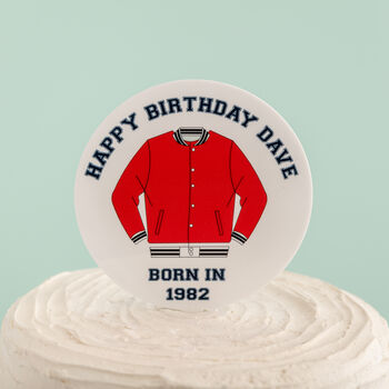 Born In Year Varsity Jacket Novelty Disc Cake Topper, 2 of 2