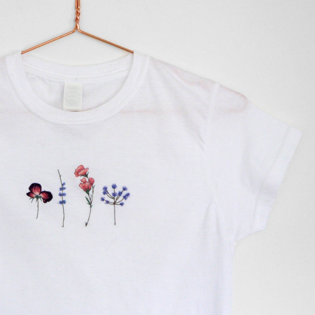 Embroidered Wild Flowers T Shirt By Lint & Thread | notonthehighstreet.com