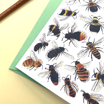 Bees Of Britain Art Blank Greeting Card, 5 of 10