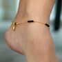 Golden Brass Black Pearl Foot Payal Anklet, thumbnail 1 of 6
