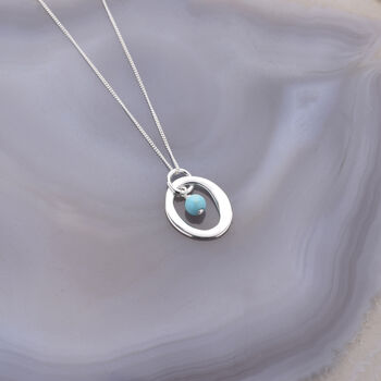 Halo Birthstone Necklace Turquoise December, 2 of 7