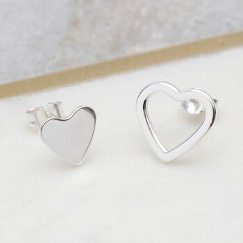 Gold Plated Or Silver Mismatched Heart Stud Earrings, 3 of 7
