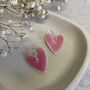 Bright Pink Statement Ceramic Heart Earrings, thumbnail 1 of 8