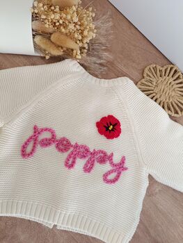 Personalised Cream Name Cardigan,Baby Gift, 6 of 12