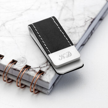 Personalised Black Vegan Leather Money Clip, 4 of 10