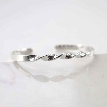 Sterling Silver Helix Cuff Bangle, 4 of 6