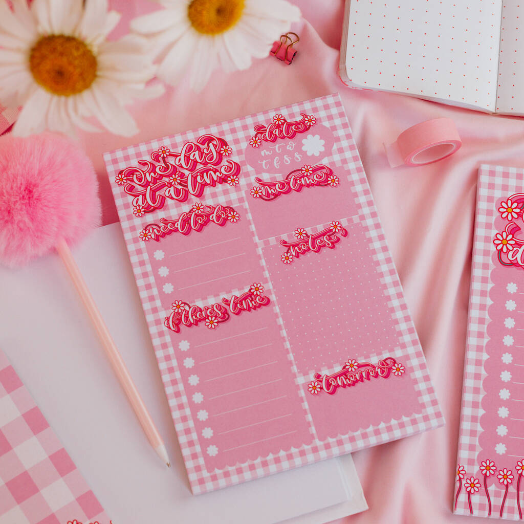 Self Care Pink Floral A5 Daily Desk Notepad, 1 of 4